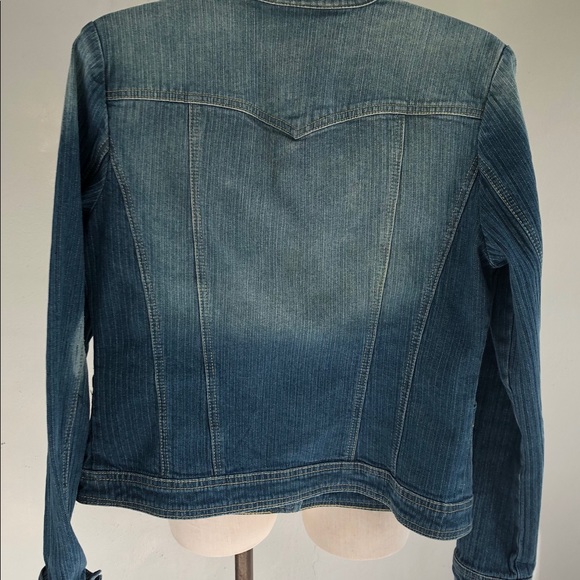 INC Denim Subtle Distressed Stripe Jacket/Blazer - Picture 6 of 8